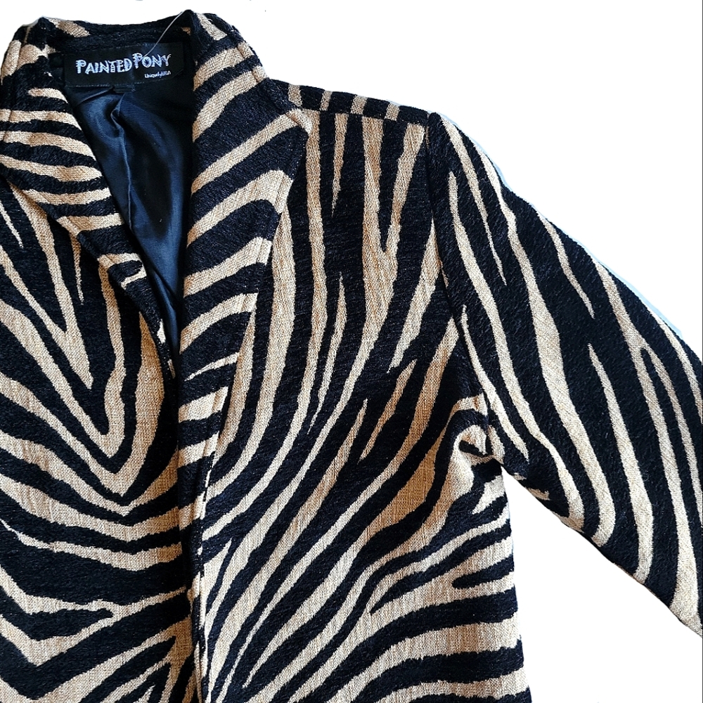 Black and Tan Blazer with Zebra Print